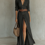 Kiara - Maxikleid mit Reverskragen und langen Ärmeln