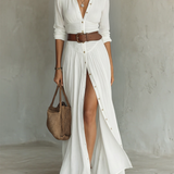 Kiara - Maxikleid mit Reverskragen und langen Ärmeln