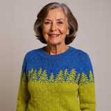 Bärbel™ | Pullover mit Tannen in Limette