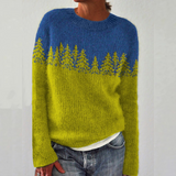 Bärbel™ | Pullover mit Tannen in Limette