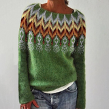 Friederike™ | Pullover mit Norwegerpasse in Grün