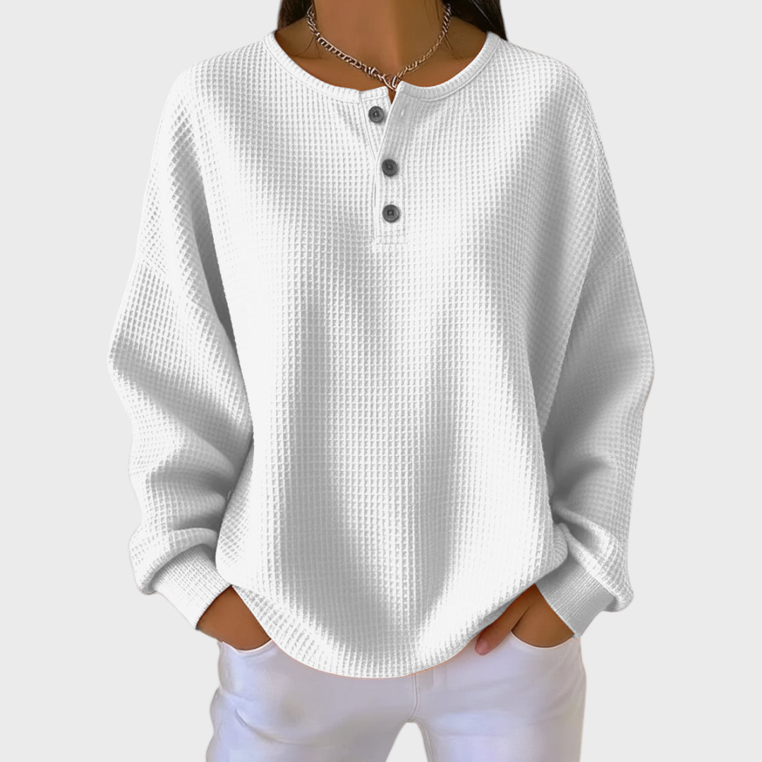 Hélène - Oranger Pullover aus weichem Waffelstrick