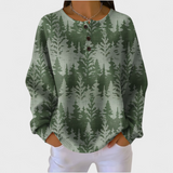 Inès - Grüner Pullover mit klassischem Tannenbaum-Muster