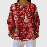 Karla - Roter Pullover mit nordischem Weihnachtsmuster