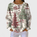 Louna - Cremefarbener Pullover mit Winterwald-Motiv