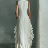 Sophie - ärmelloses Leinen-Maxikleid in Elfenbein