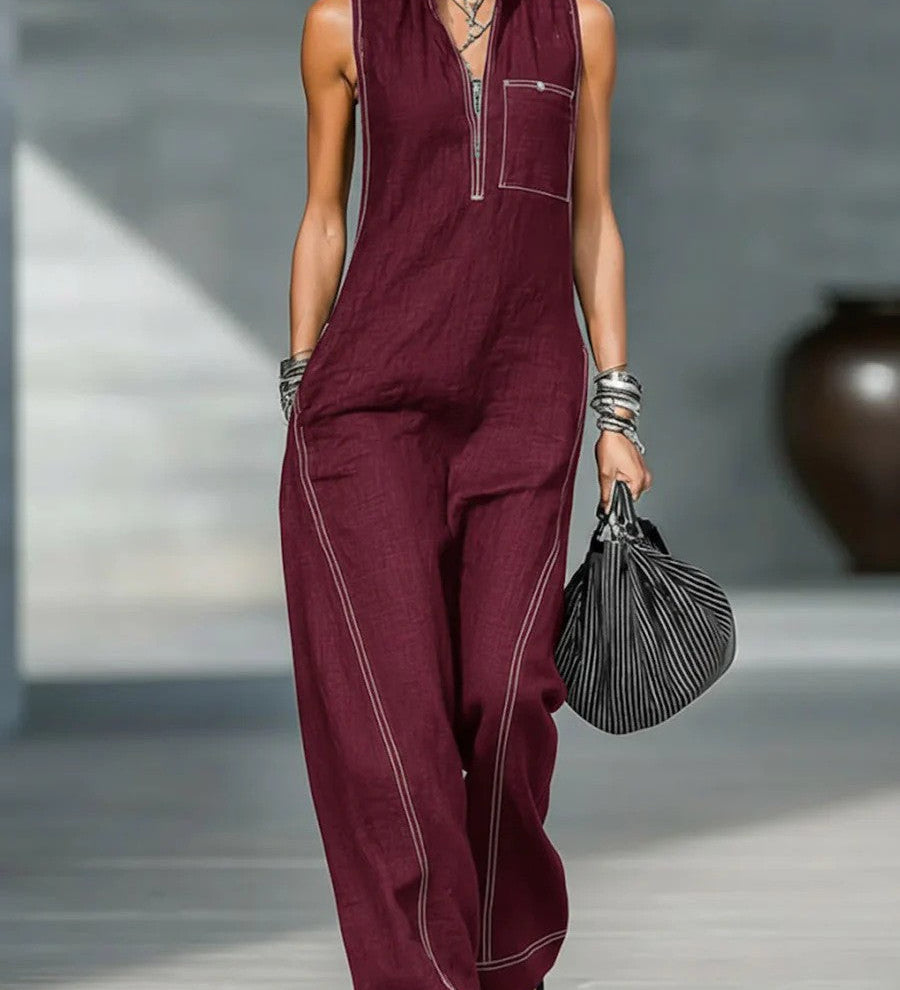 Jamie - minimalistischer, ärmelloser, lockerer Jumpsuit