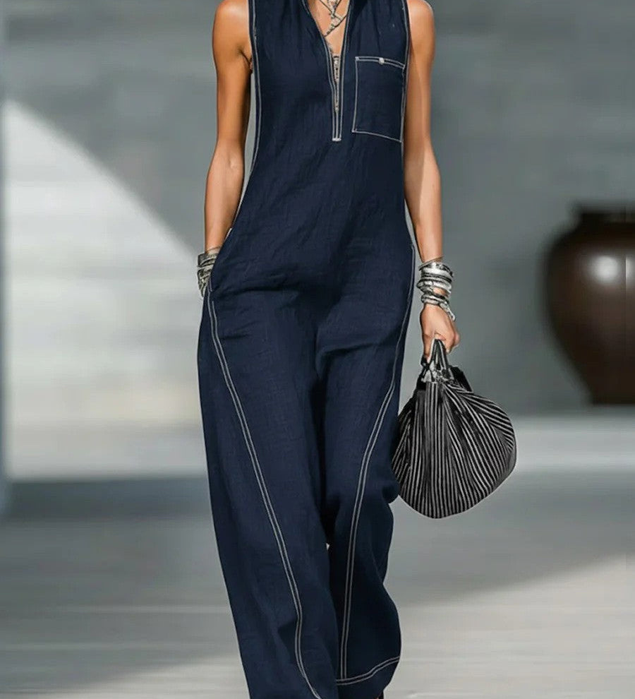 Jamie - minimalistischer, ärmelloser, lockerer Jumpsuit
