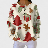 Olivia - Cremefarbener Pullover mit Weihnachtsmotiven