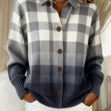 Heidelore | Karierte Strickjacke mit Knöpfen