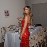 Kailani - langes Pailletten-Maxikleid