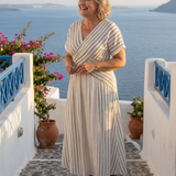 Cressida - Midikleid mit V-Ausschnitt, Kurzarm und Cross-Taillenband