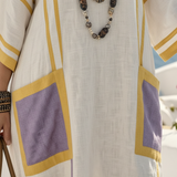 Zafira - Maxikleid mit V-Ausschnitt, Kurzarm und Taschen