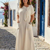 Elowyn - Maxikleid mit Rundhalsausschnitt, Kurzarm und Taschen