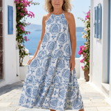 Isadora - ärmelloses Stufen-Midikleid mit hohem Kragen