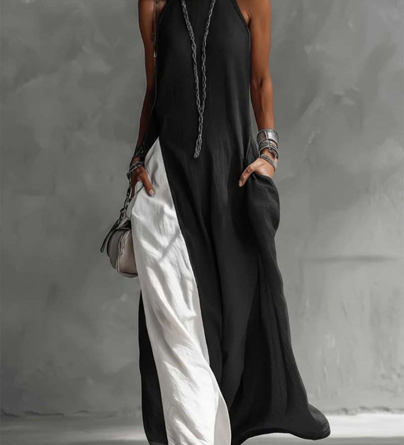 Hanna - asymmetrisches ärmelloses Maxikleid