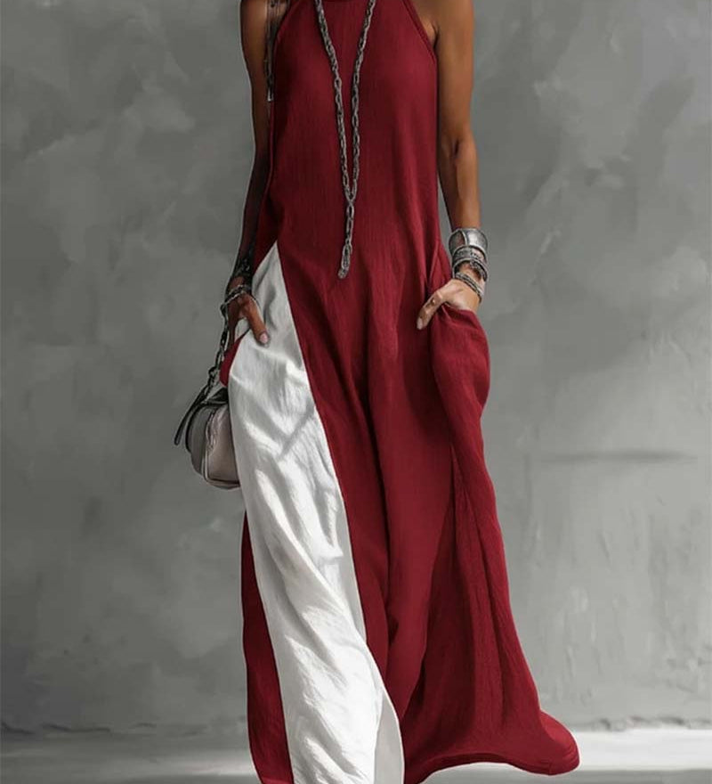 Hanna - asymmetrisches ärmelloses Maxikleid