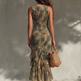 Helena - langes Kleid mit Print und Schlitz