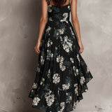 Avelinne - Boho-Kleid mit Blumenprint in Schwarz