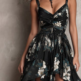 Avelinne - Boho-Kleid mit Blumenprint in Schwarz