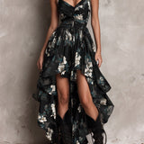 Avelinne - Boho-Kleid mit Blumenprint in Schwarz