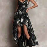 Avelinne - Boho-Kleid mit Blumenprint in Schwarz
