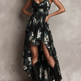 Avelinne - Boho-Kleid mit Blumenprint in Schwarz