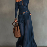 Monika - schlankmachendes Tüll-Set in Marineblau