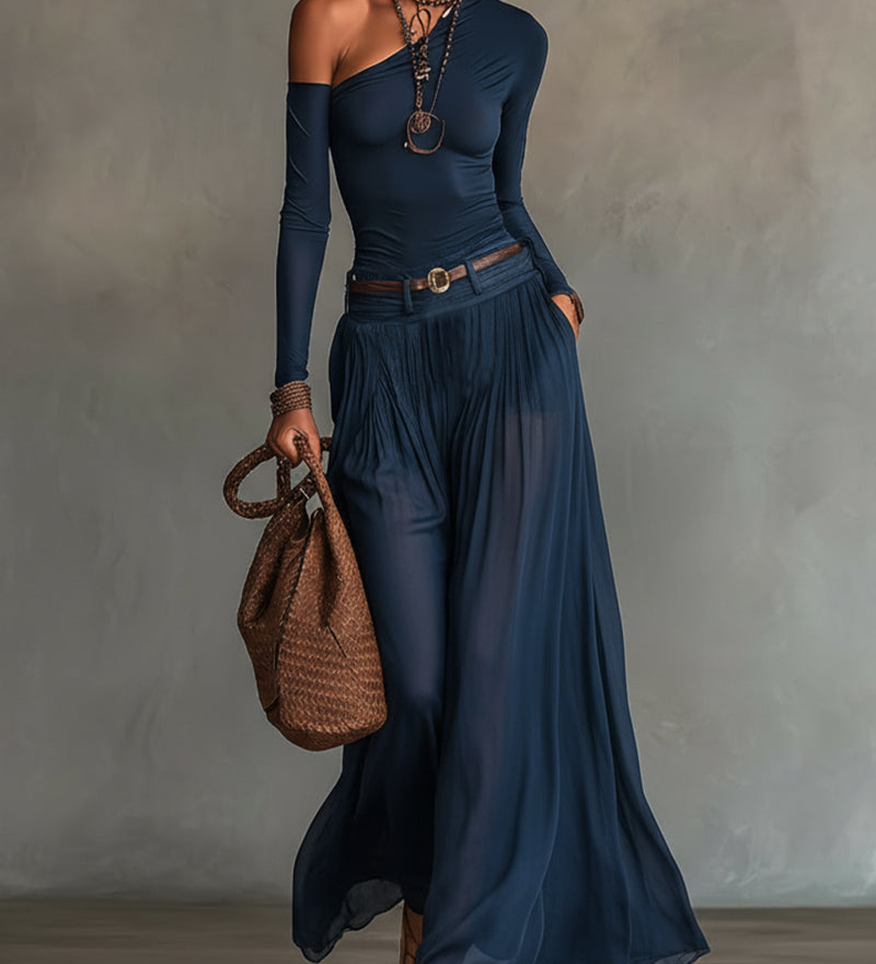 Monika - schlankmachendes Tüll-Set in Marineblau