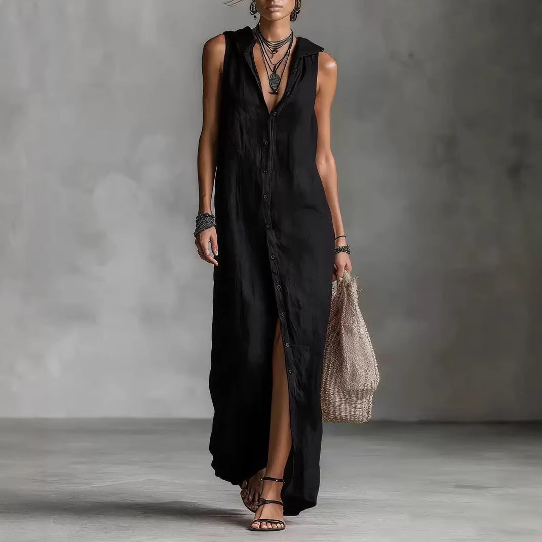 Kamila - lässiges, ärmelloses langes Kleid