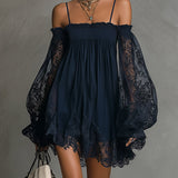 Noemi - marineblaues Chiffon-Minikleid