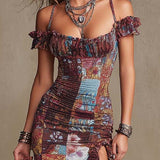 Calista - Boho-Chic-Midikleid mit Blumenmuster und Rüschen