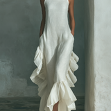 Sophie - ärmelloses Leinen-Maxikleid in Elfenbein