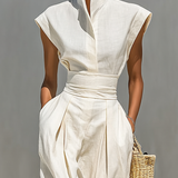Jada - Maxikleid mit Reverskragen und betonter Taille