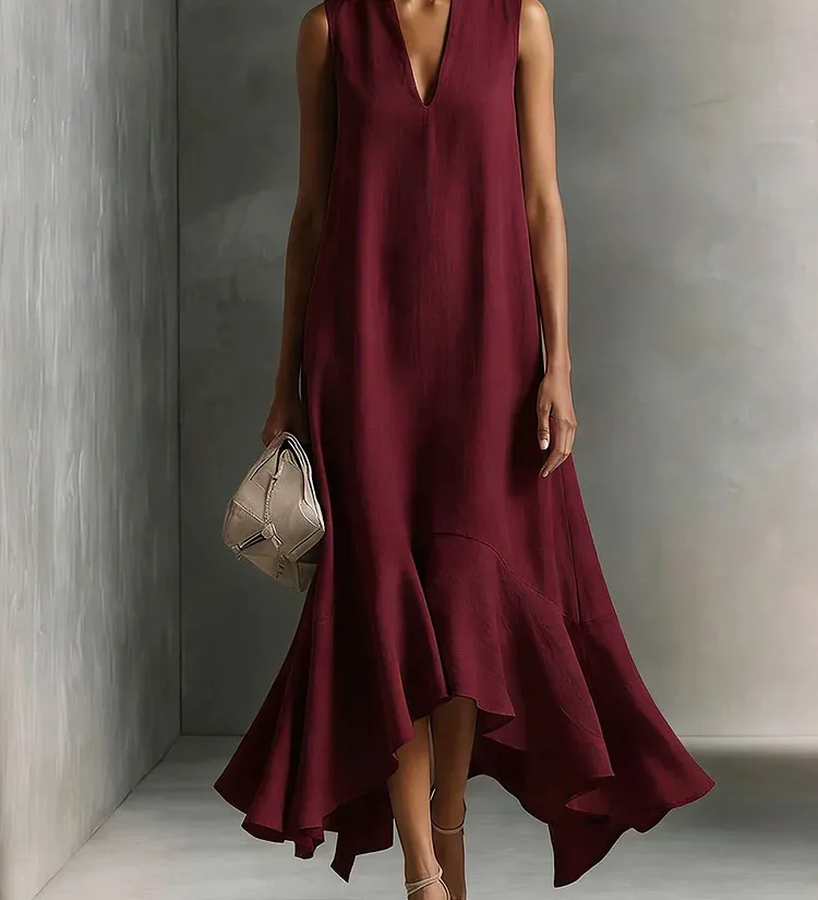 Astra - ärmelloses Maxikleid mit V-Ausschnitt