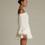 Lily - plissiertes Kleid in Elfenbein