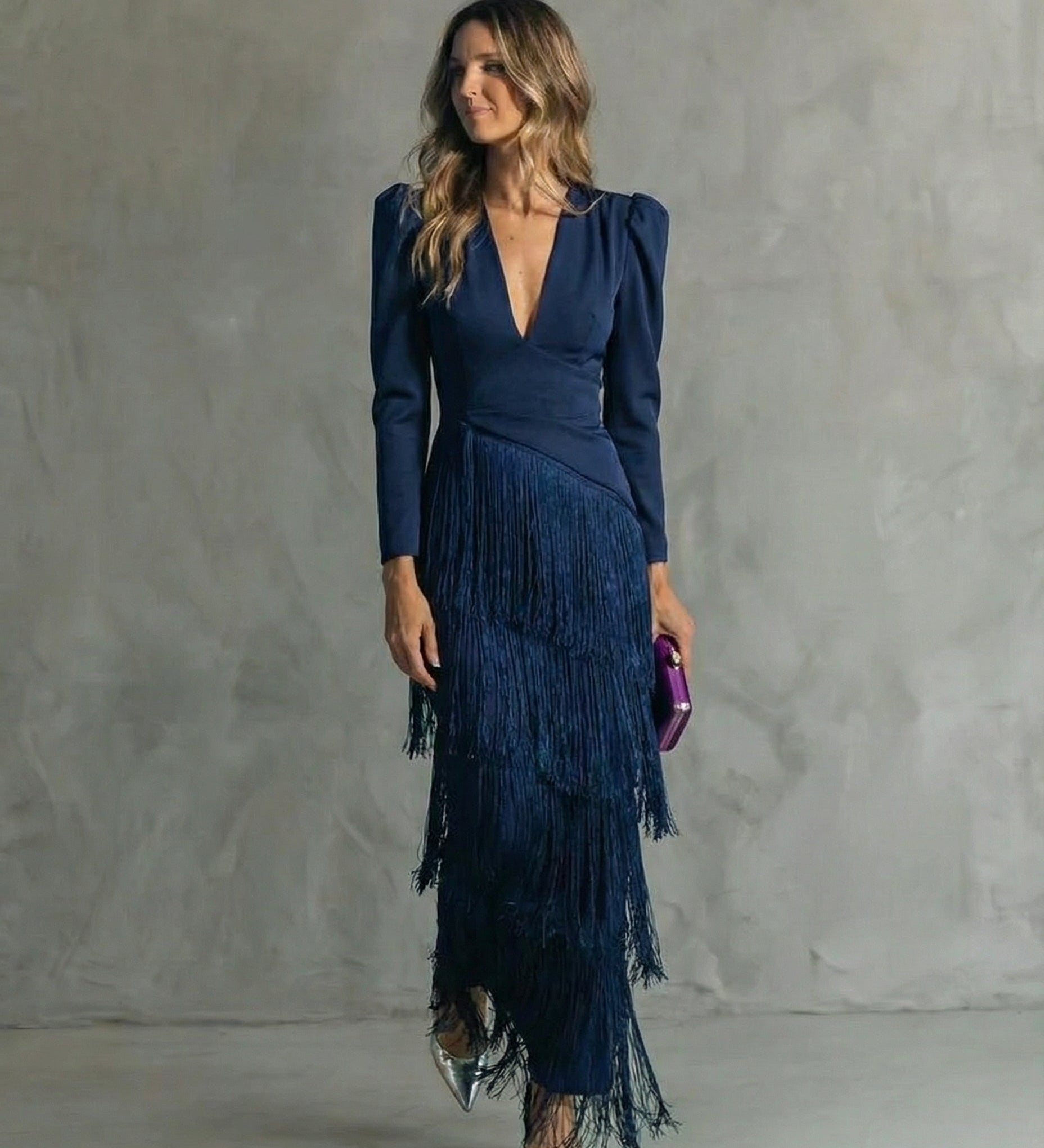 Clara - elegantes Kleid mit Fransenärmeln
