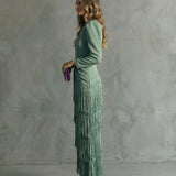 Clara - elegantes Kleid mit Fransenärmeln