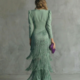 Clara - elegantes Kleid mit Fransenärmeln