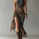 María - asymmetrisches Maxikleid mit Ethno-Print
