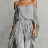 Freya - schulterfreier Chiffon-Zweiteiler