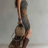 María - asymmetrisches Maxikleid mit Ethno-Print