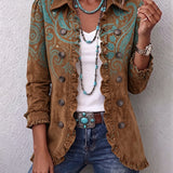 Ilse™ | Blazer in Braun mit Türkis-Paisley