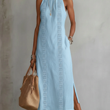 Jimena - Leinen-Midikleid mit Mao-Kragen