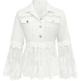 Susanne™ | Weiße Jacke mit durchbrochenem Volant