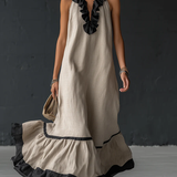 Celestine - Maxikleid mit Colour-Blocking und Rüschen