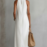 Jimena - Leinen-Midikleid mit Mao-Kragen