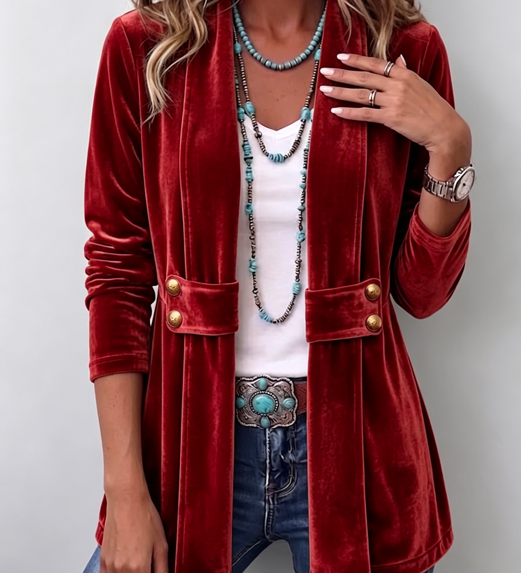 Katrin™ | Offener Blazer mit Schimmer