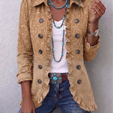 Inge™ | Blazer in Khaki mit Rüschensaum