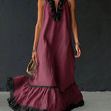 Celestine - Maxikleid mit Colour-Blocking und Rüschen